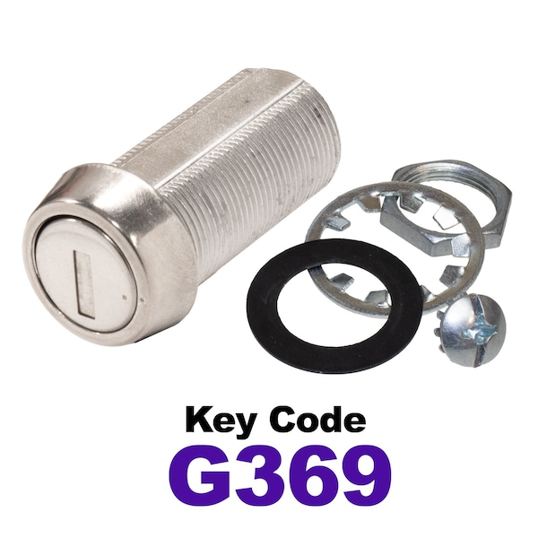 Global RV SS Compartment Lock, Cam/Blade Style, 1-3/8in Threaded Barrel, Keyed to G369, Blades not Included CLB-369-138-SS - main